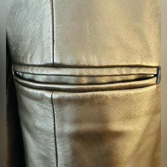GENUINE LEATHER Brown MARGARET GODFREY Women's Vintage 3-Button Jacket. Size: XL - Picture 12 of 13